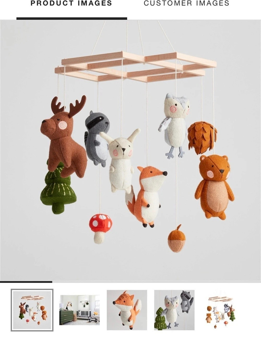 Crate & Kids Woodland Animal Baby Nursery Mobile